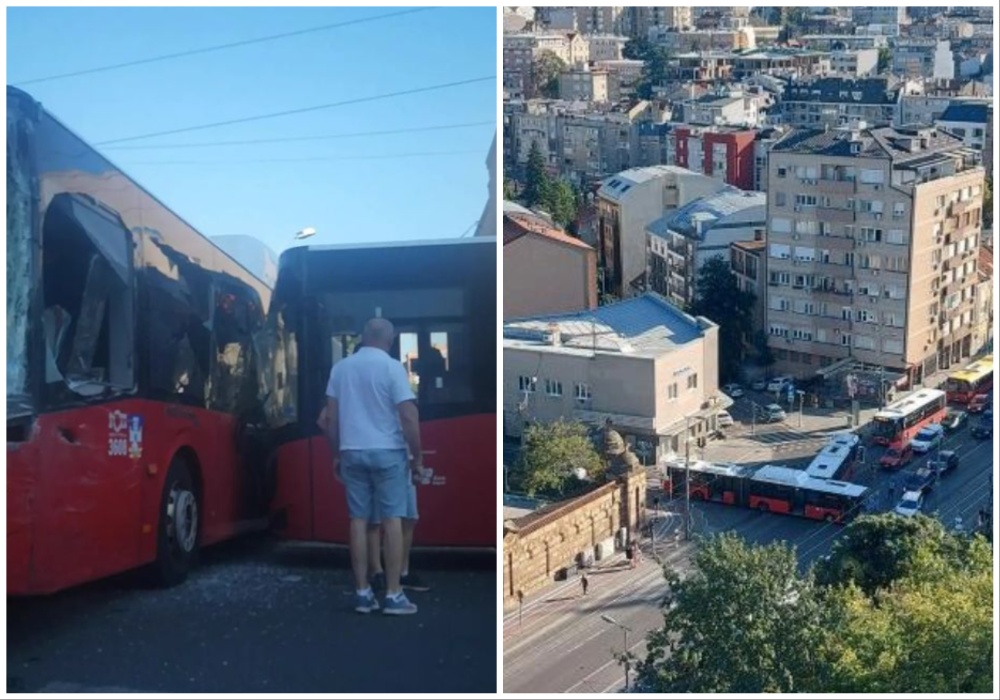 Stra Ne Scene U Beogradu Direktan Sudar Dva Autobusa Staklo Rasuto