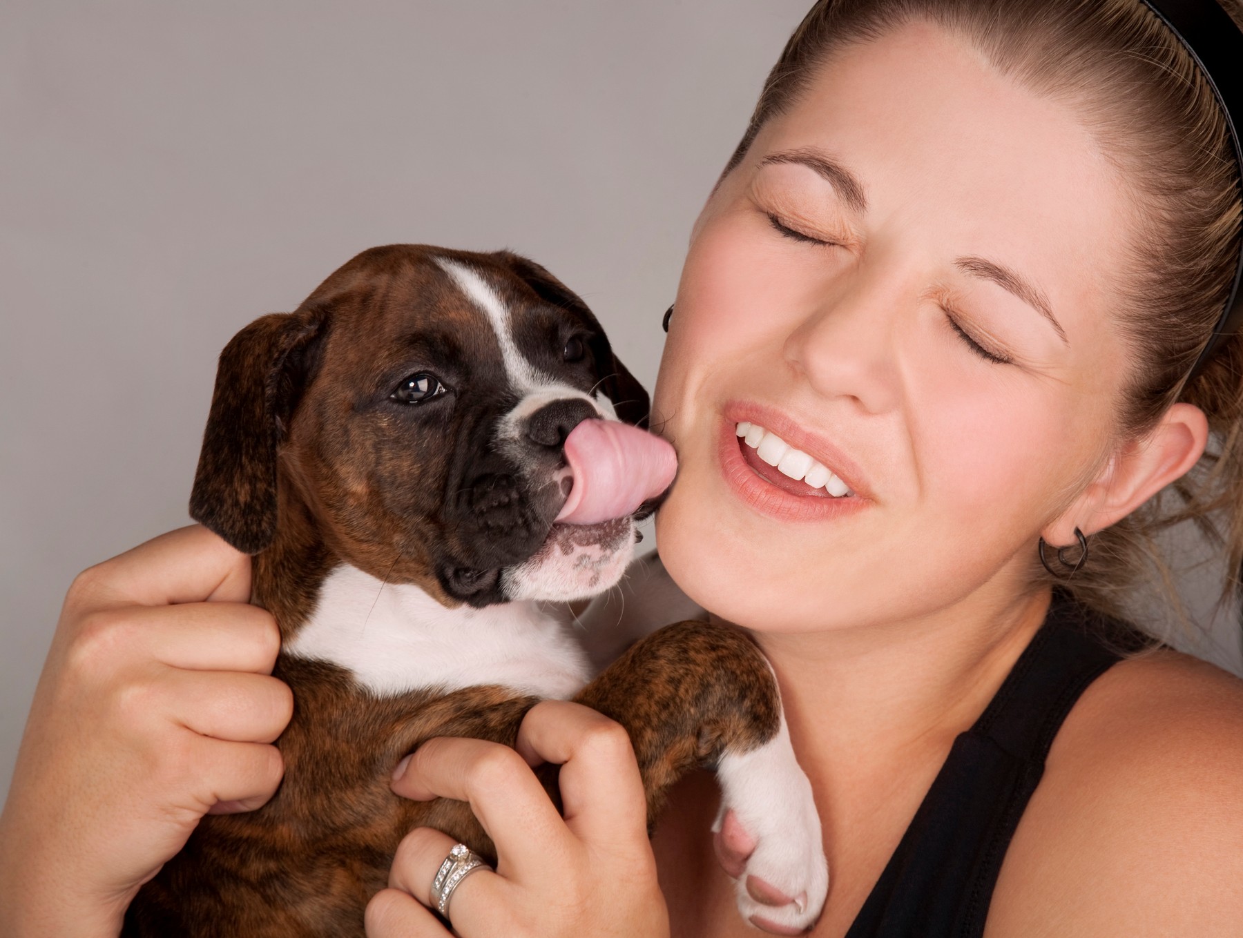 Dog lick woman