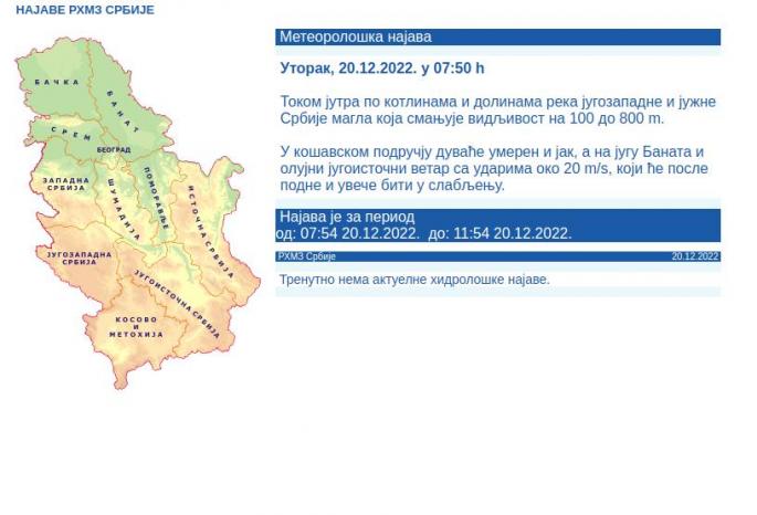 RHMZ SE HITNO OGLASIO: U Jednom Delu Srbije Danas Vetar Olujnih Udara ...